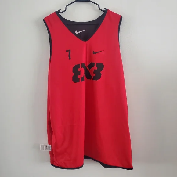 Nike FIBA 3x3 Reversible Basketball Jersey #7 Black/Red AR0651-654 Mens 3XL Tall - Picture 4 of 7